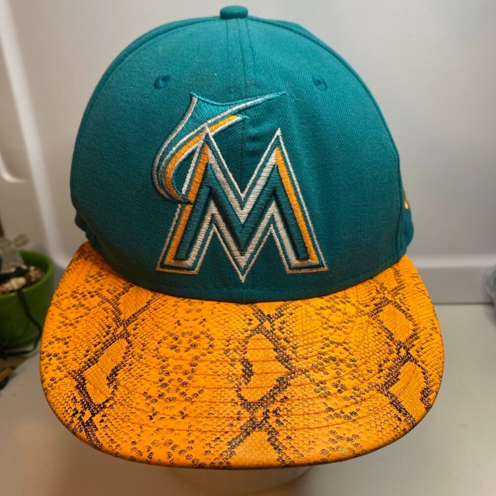 Miami Marlins Orange Teal New Era MLB Fitted Baseball Hat Cap Adjustable M To L